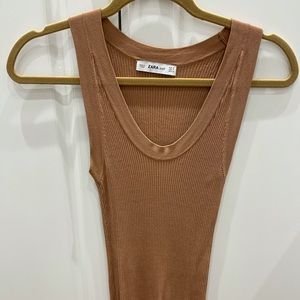 Nude coloured Zara ribbed tank top